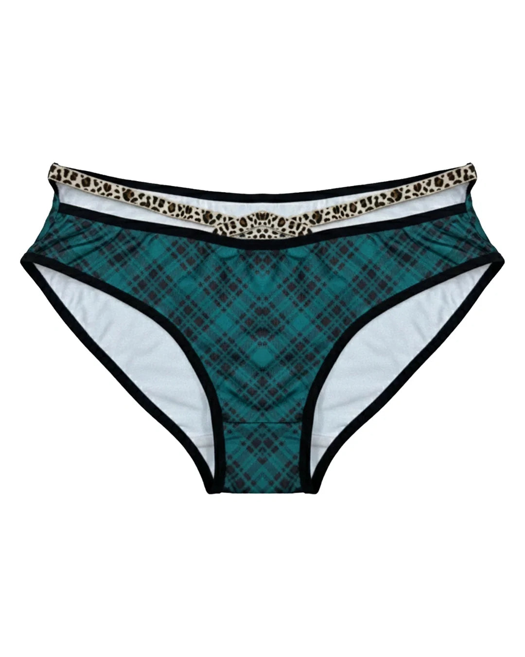 Padded Bra Set - Checked Strap - Green