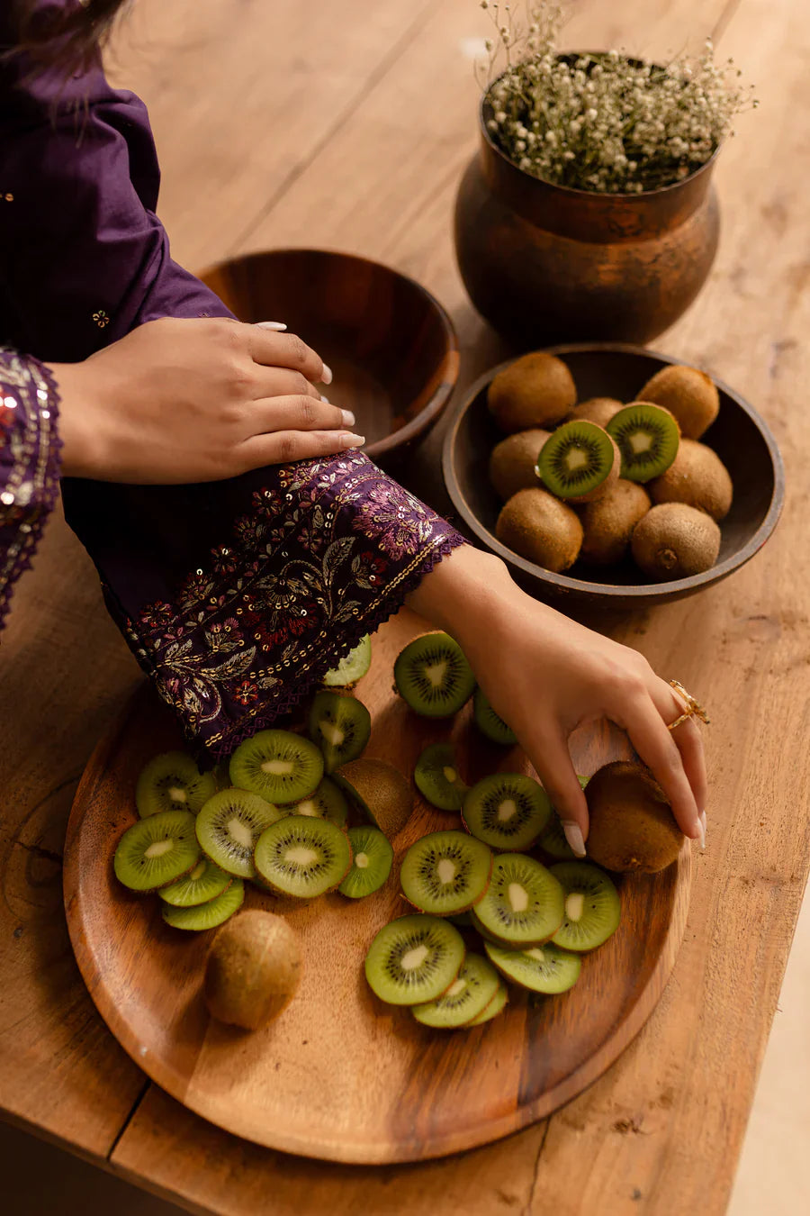 Royal Plum - 3 PC Embroidered Dress