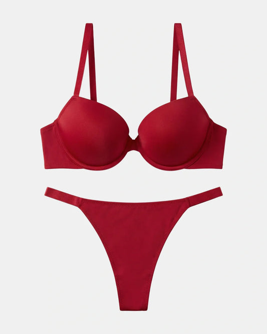 Padded Bra Set - Femora - Maroon