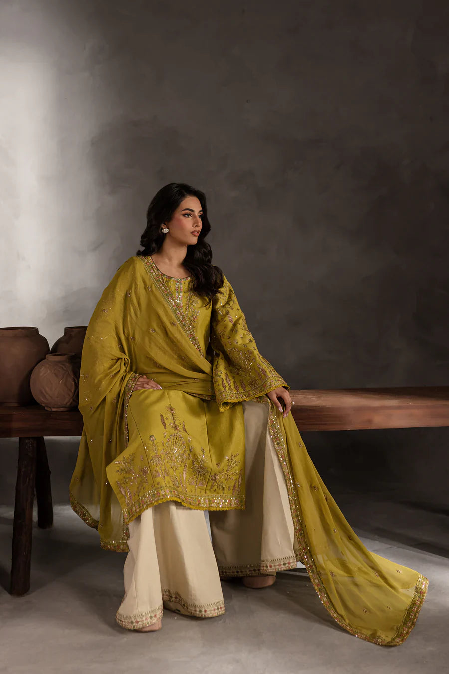 Mellow - 3 PC Embroidered Dress