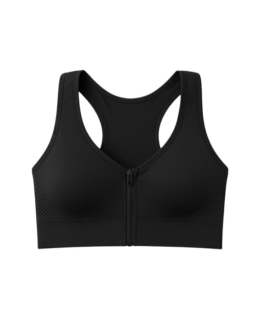 Sylas Zipper Pushup Sports Bra Black