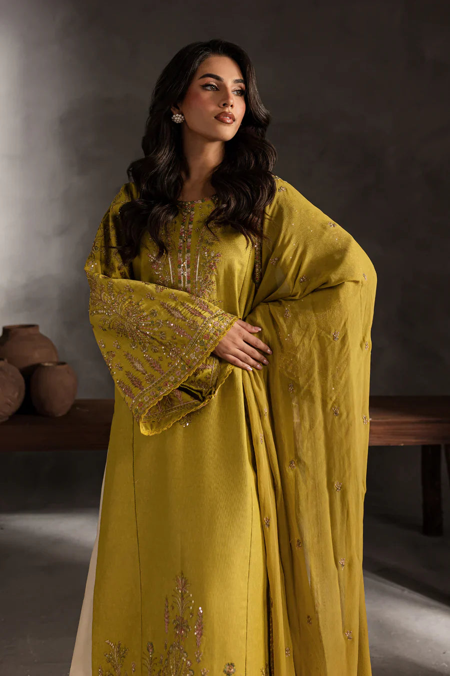 Mellow - 3 PC Embroidered Dress