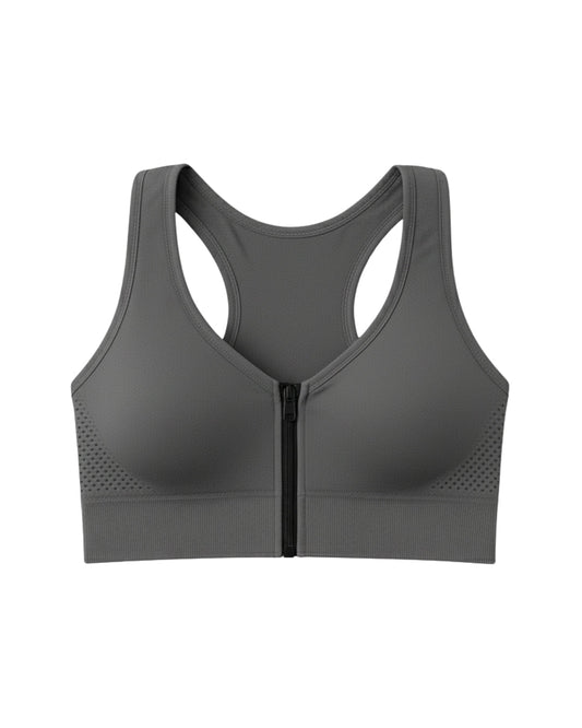Sylas Zipper Pushup Sports Bra Grey