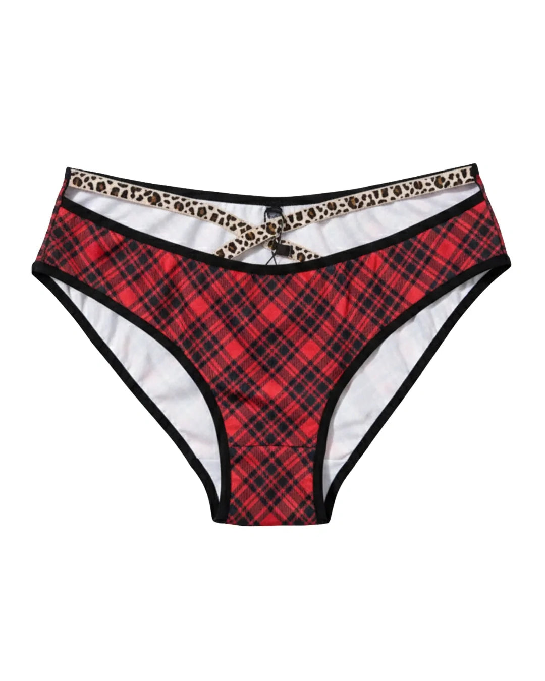 Padded Bra Set - Checked Strap - Red