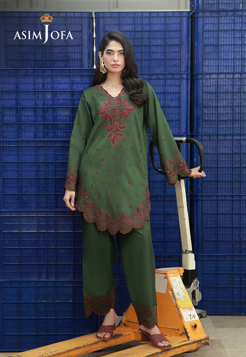 AJLPF-05 Embroidered Cotton Silk Stitched 2pcs
