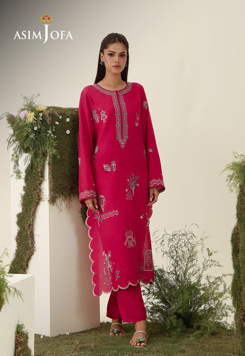 AJPB-305 Embroidered Raw Silk Stitched 2pcs