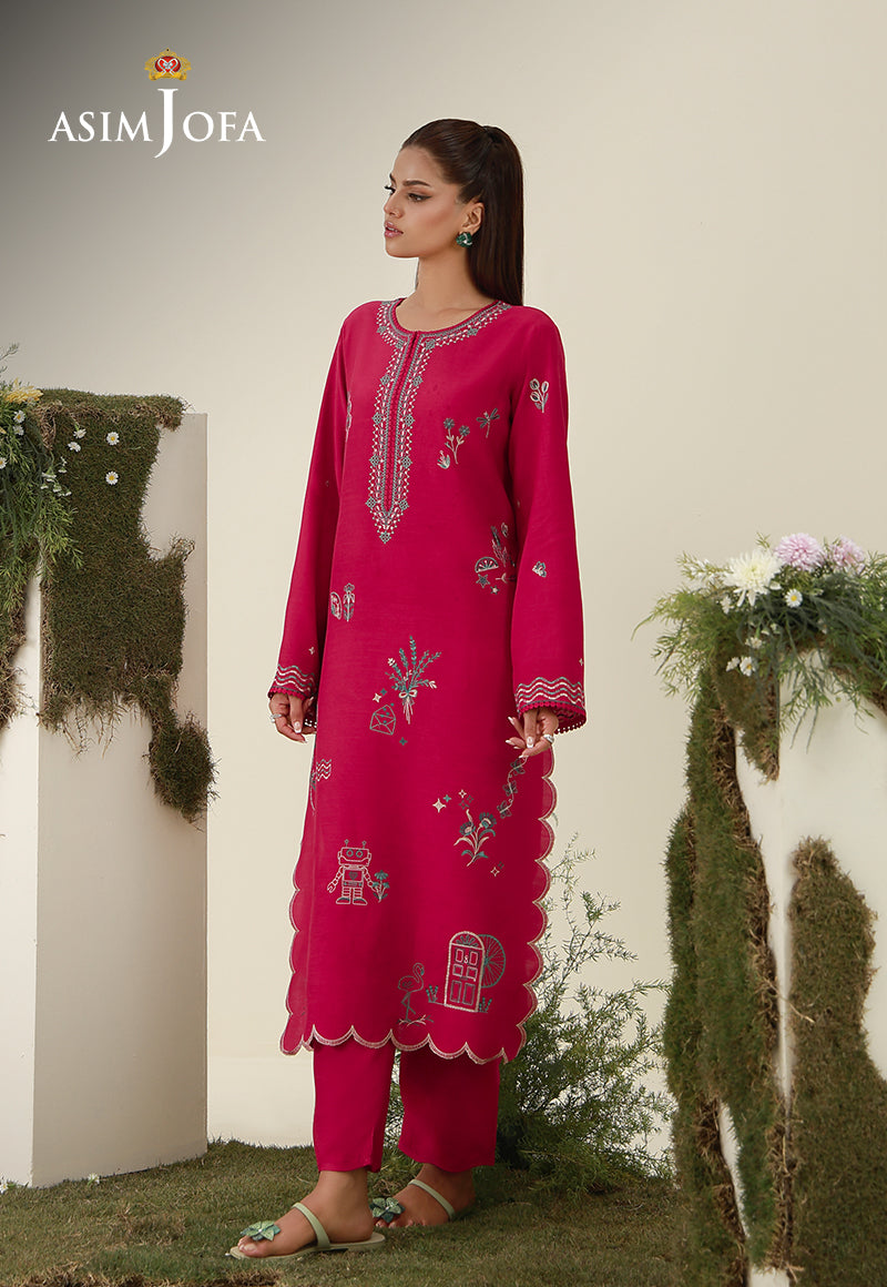 AJPB-305 Embroidered Raw Silk Stitched 2pcs