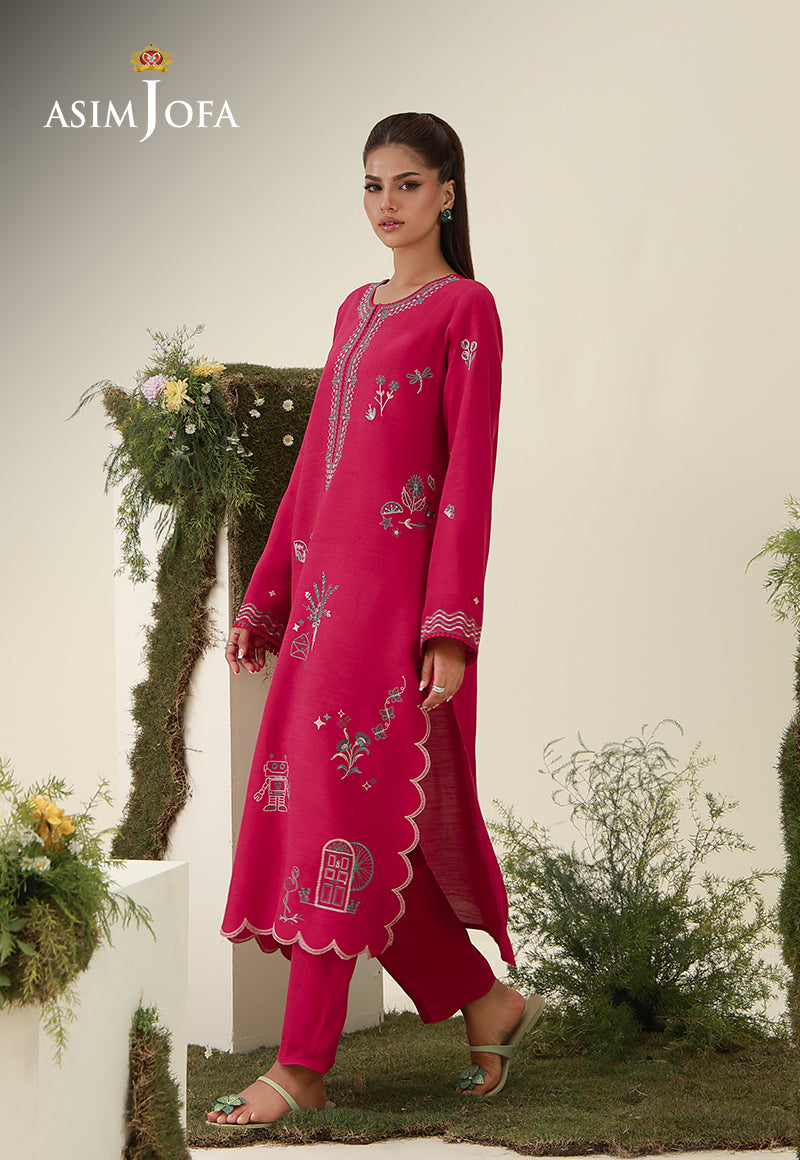 AJPB-305 Embroidered Raw Silk Stitched 2pcs