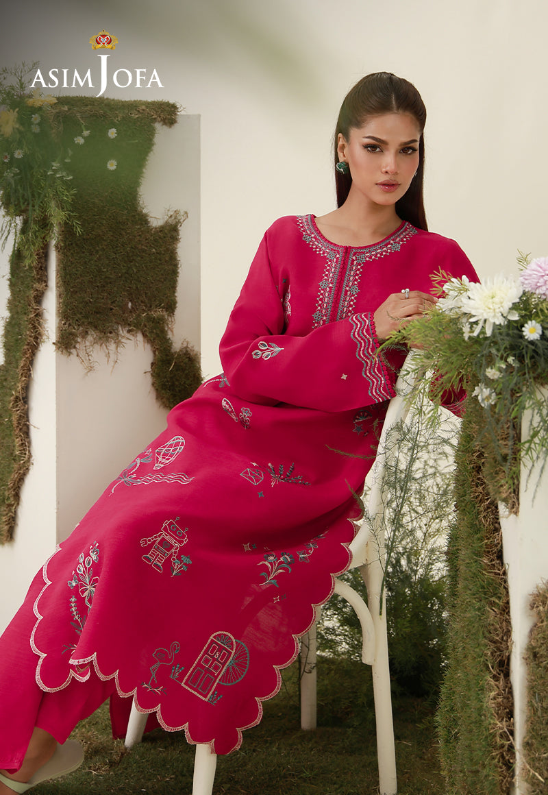 AJPB-305 Embroidered Raw Silk Stitched 2pcs