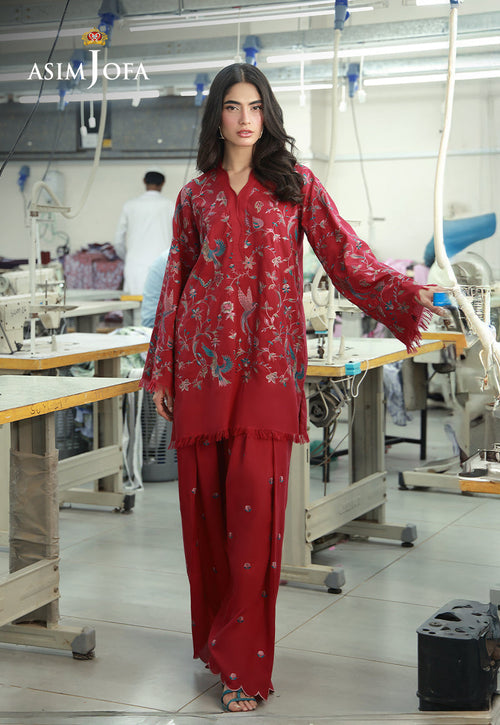 AJLPF-01 Embroidered Twisted Silk Stitched 2pcs