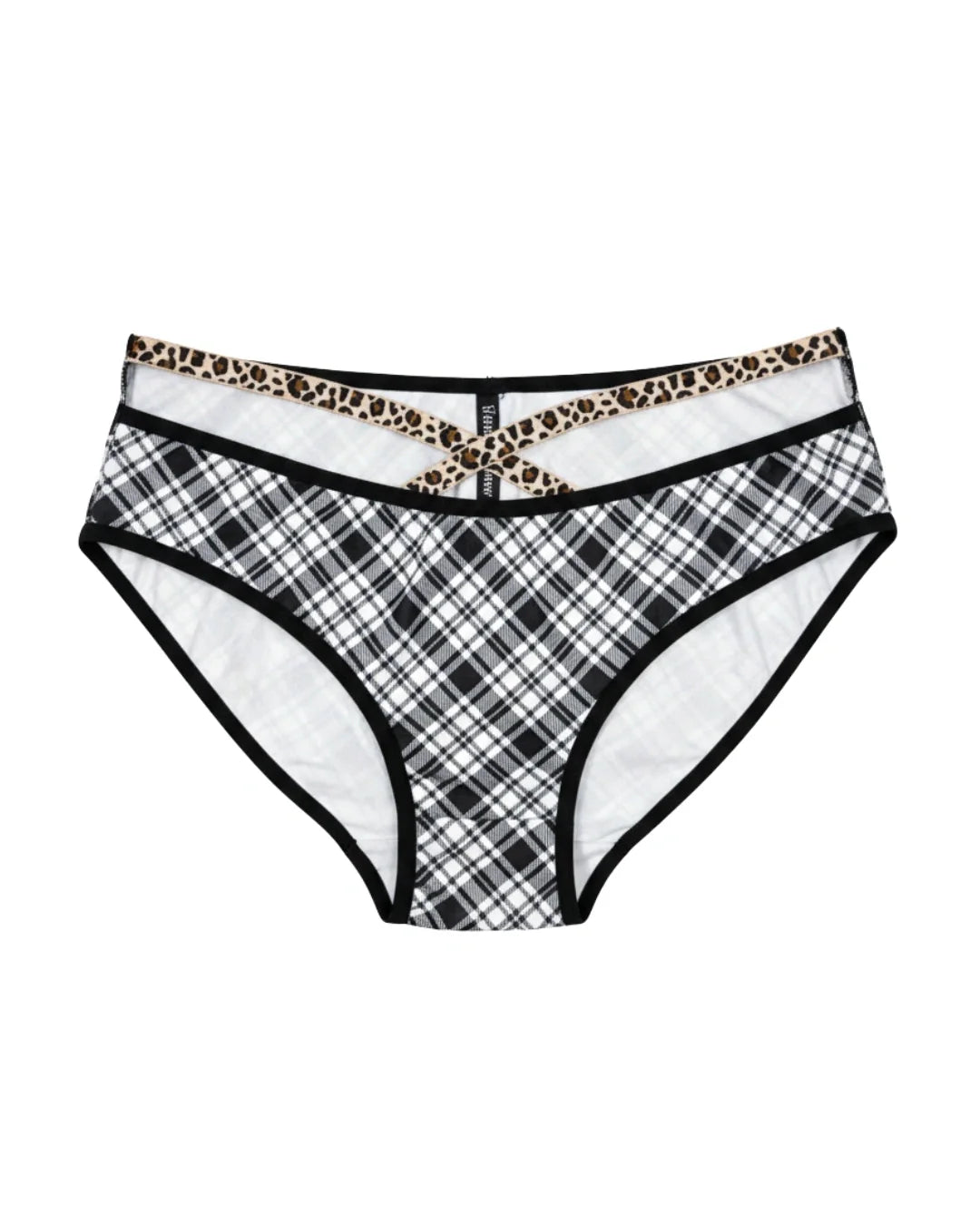 Padded Bra Set - Checked Strap - Grey