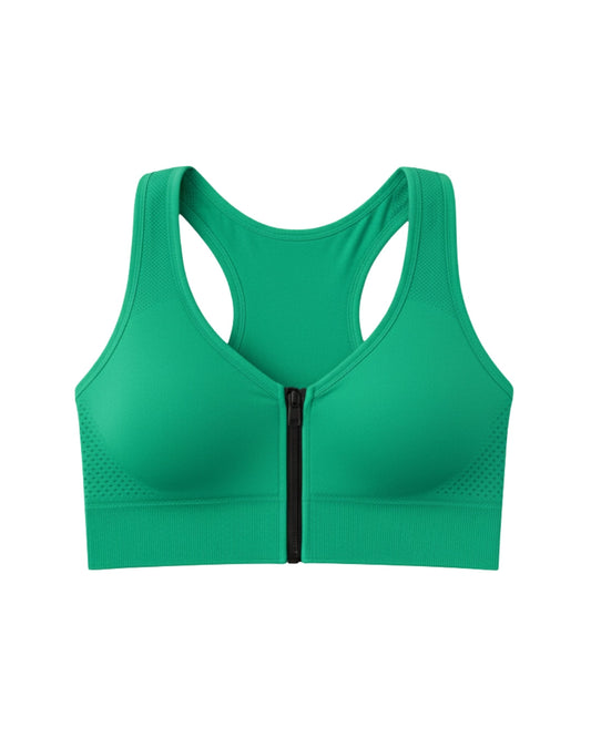 Sylas Zipper Pushup Sports Bra Green