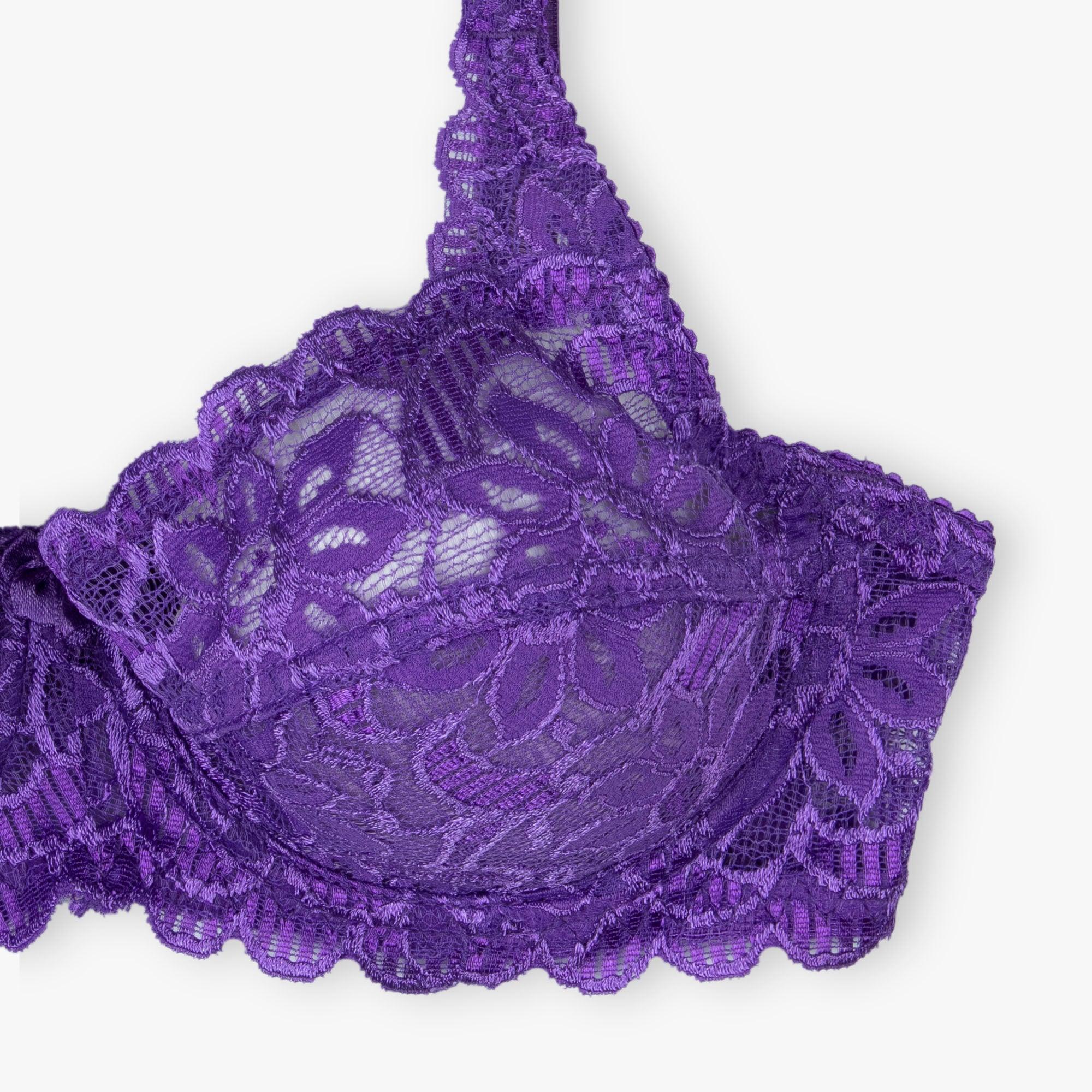 Purple Blossom - Non Padded Lace Bra