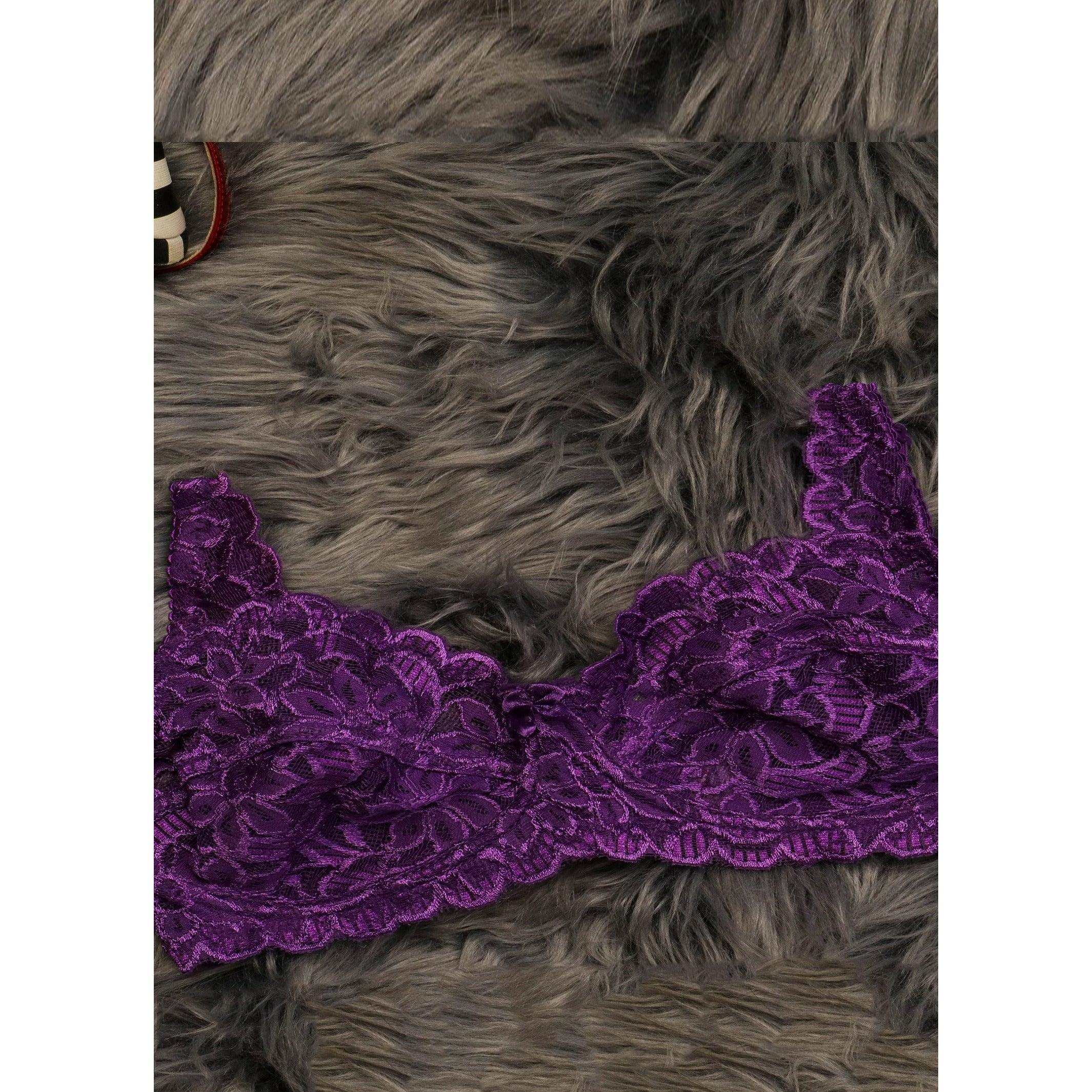 Purple Blossom - Non Padded Lace Bra