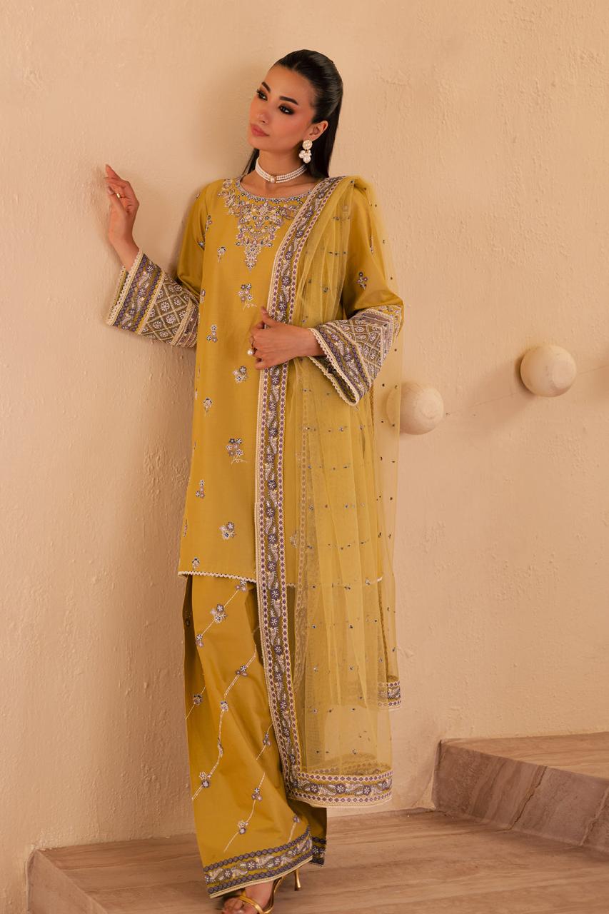 Mehwar - 3 PC Embroidered Dress